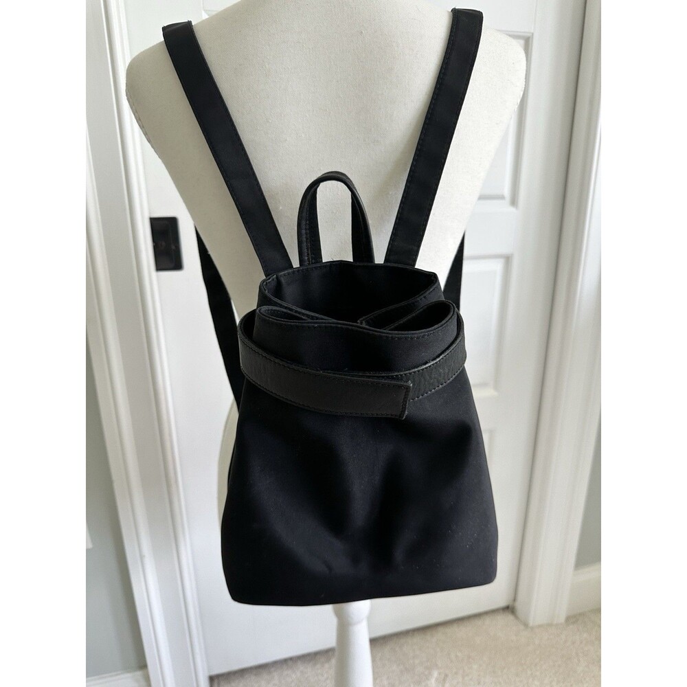 Vintage Apostrophe Black Nylon Mini Backpack 90s Y2K Minimalist Bag